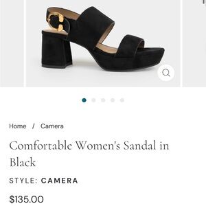 AEROSOLES Black Suede Block Heel Sandals